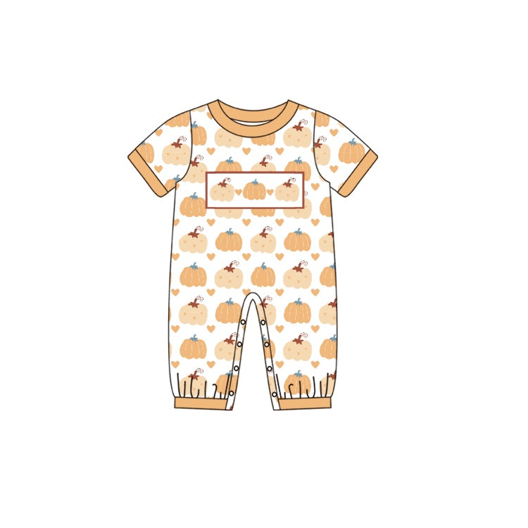 preorder SR1788 Autumn full pumpkin orange short sleeve boys romper