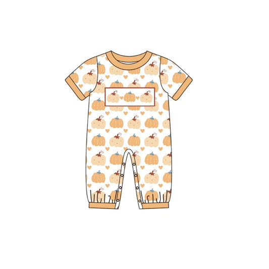 preorder SR1788 Autumn full pumpkin orange short sleeve boys romper