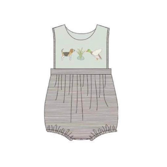 custom moq 3 mallard dog striped sleeveless boys romper
