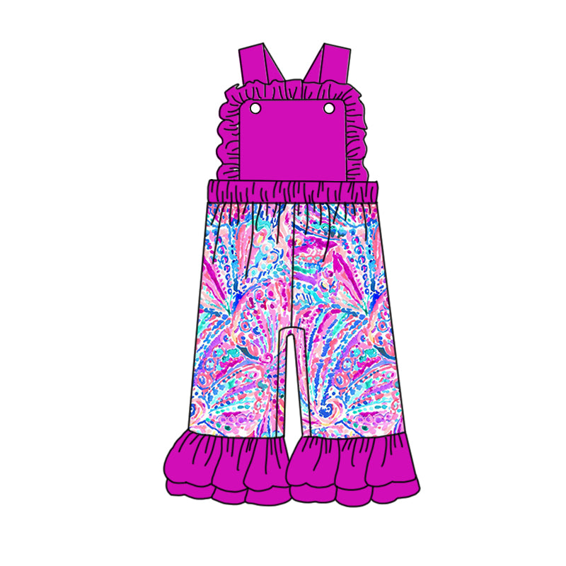preorder SR1807 tropical colorful print hot pink sleeveless girls jumpsuits