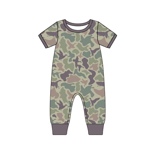 preorder SR1818 dark grey camo short sleeve boys romper