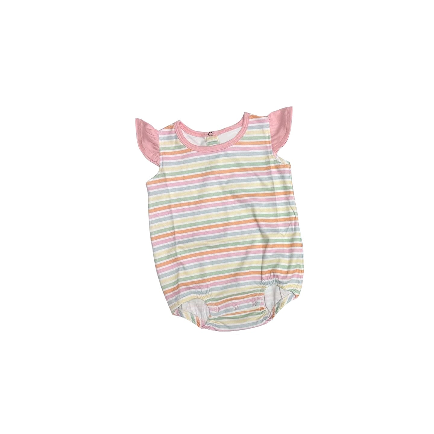 preorder SR1821 rainbow colorful striped pink flutter girls romper