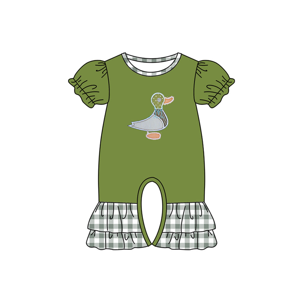 preorder SR1841 cute duck mallard green short sleeve girls romper