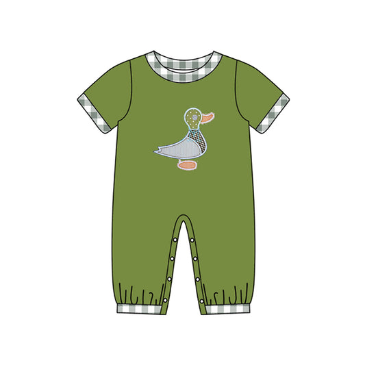preorder SR1842 cute duck mallard green short sleeve boys romper