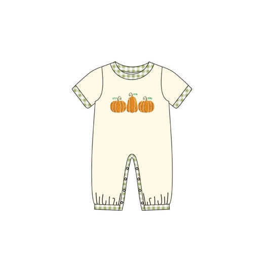 preorder SR1889 Autumn full pumpkin short sleeve boys romper