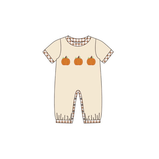 preorder SR1891 Autumn full pumpkin short sleeve boys romper