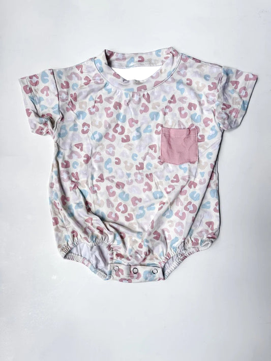 preorder SR1908 colorful leopard pocket short sleeve boys romper
