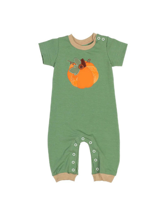 preorder SR1948 Autumn pumpkin green short sleeve boys romper