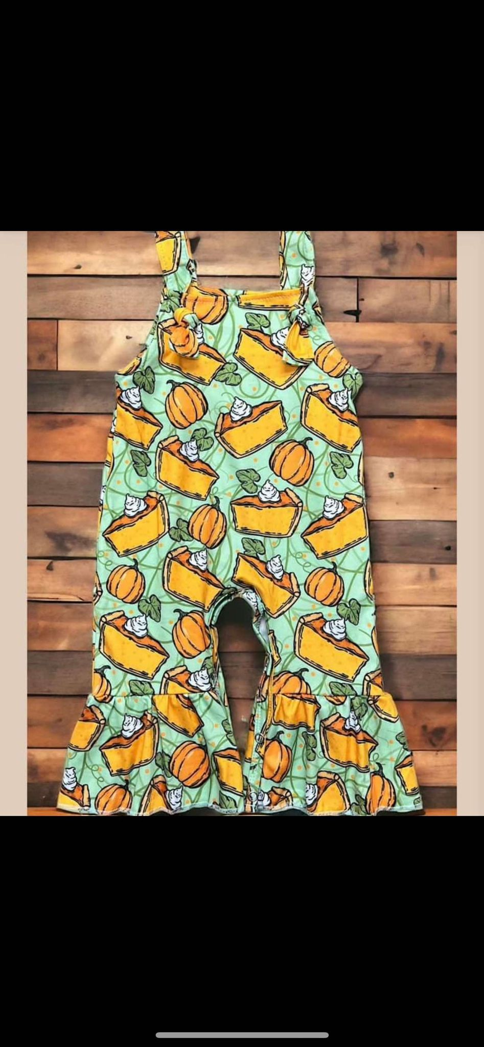 Preorder SR1972 Pumpkin pie green girls jumpsuits