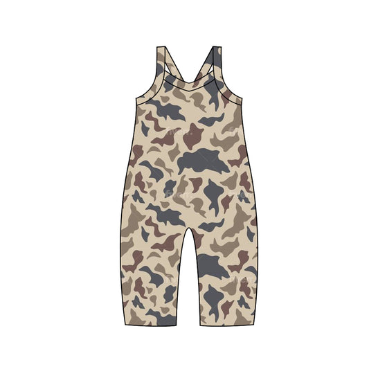 Preorder SR1983 khaki camo sleeveless girls jumpsuits