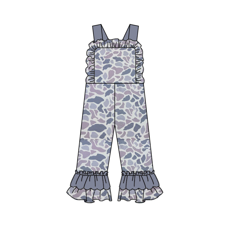 Preorder SR1993 dark grey camo sleeveless girls jumpsuits