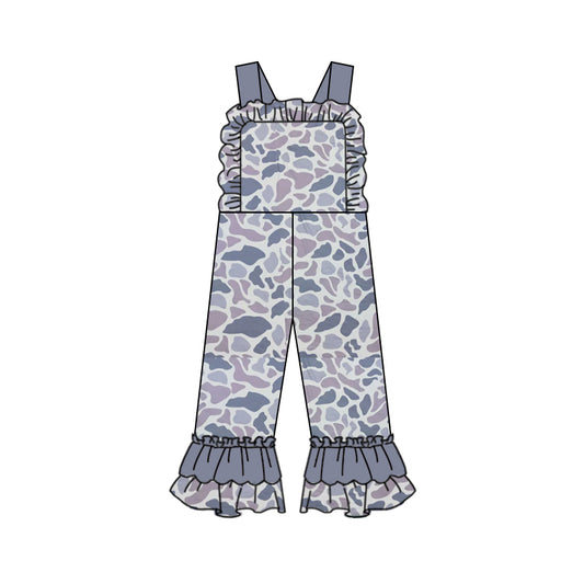 Preorder SR1993 dark grey camo sleeveless girls jumpsuits