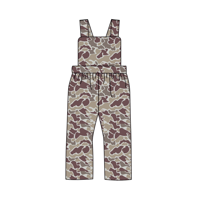 Preorder SR2000 dark brown camo sleeveless boys jumpsuits