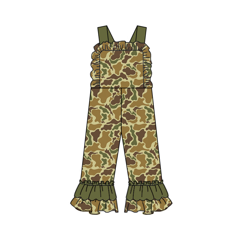 Preorder SR2001 dark green camo sleeveless girls jumpsuits