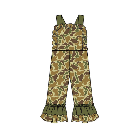 Preorder SR2001 dark green camo sleeveless girls jumpsuits