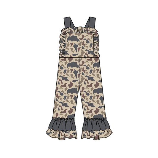 Preorder SR2003 dark grey camo sleeveless girls jumpsuits