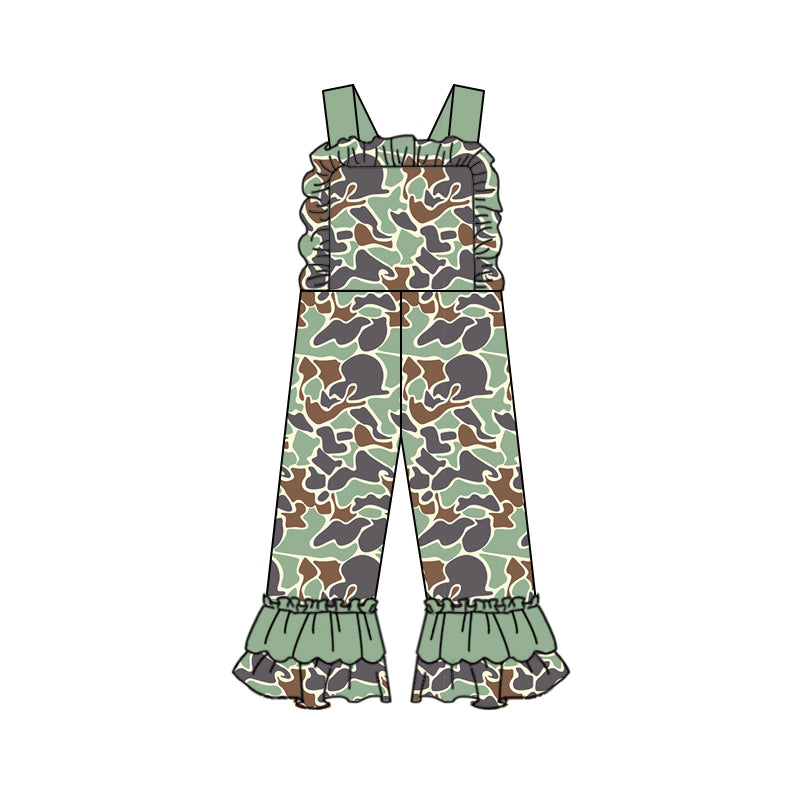 Preorder SR2005 dark green camo sleeveless girls jumpsuits