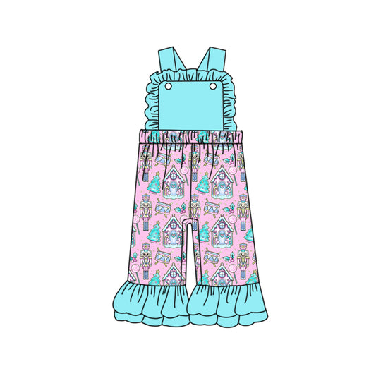 Preorder SR2009 Christmas cartoon soldier house blue pink sleeveless girls jumpsuits