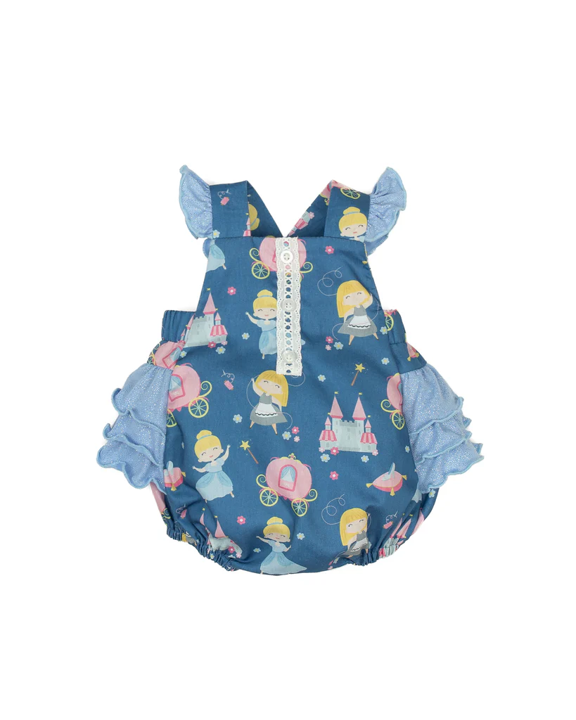 preorder SR2072 cartoon princess blue ruffles flutter sleeve girls romper