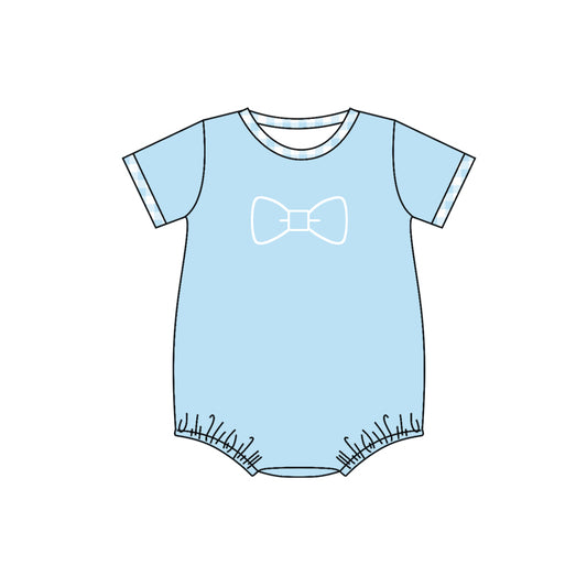 preorder SR2136 bow blue short sleeve boys romper