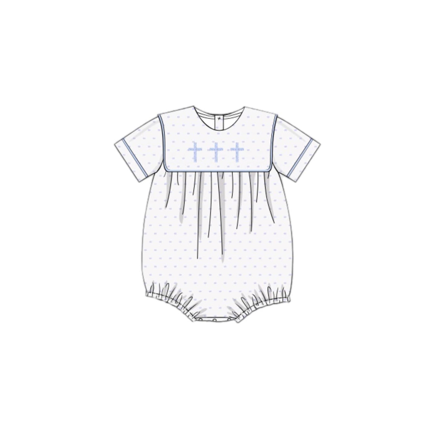 preorder SR2147 Easter cross blue dot short sleeve boys romper