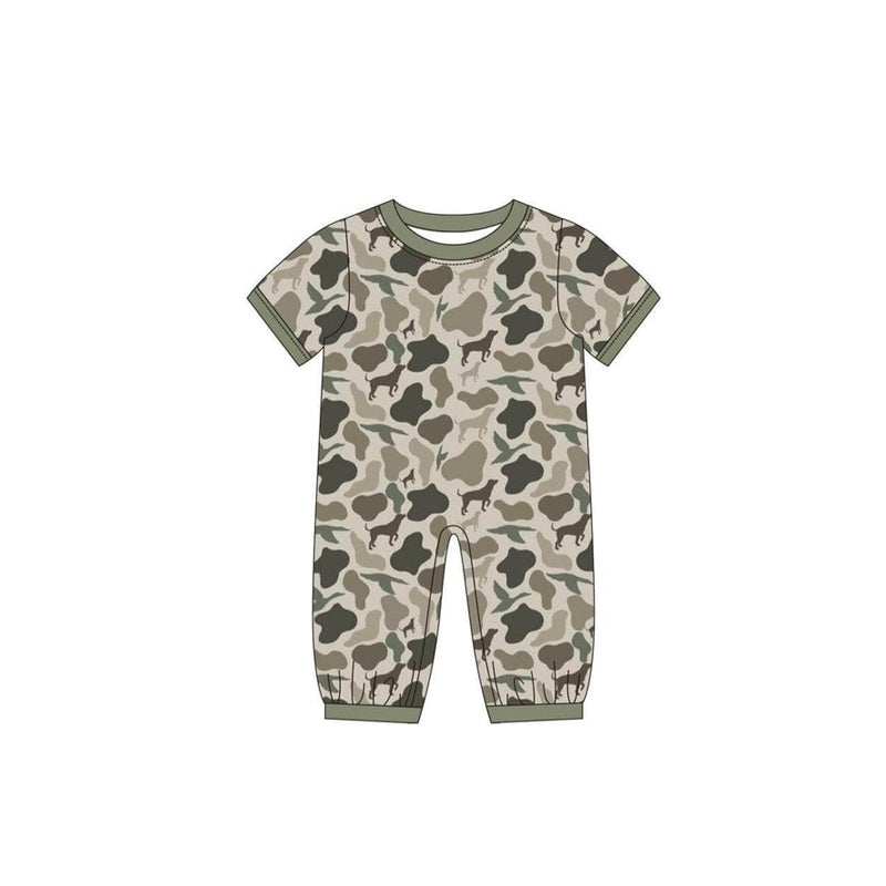 preorder SR2149 hunting camo duck camo dog green short sleeve boys romper
