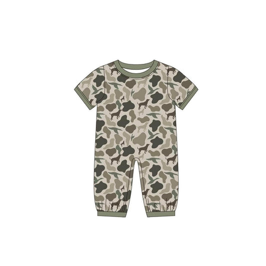 preorder SR2149 hunting camo duck camo dog green short sleeve boys romper