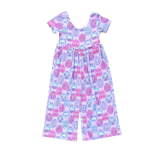 preorder SR2152 Easter egg purple short sleeve girls jumpsuits