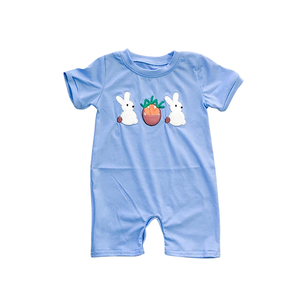 preorder SR2158 Easter egg bunny rabbit blue short sleeve boys romper