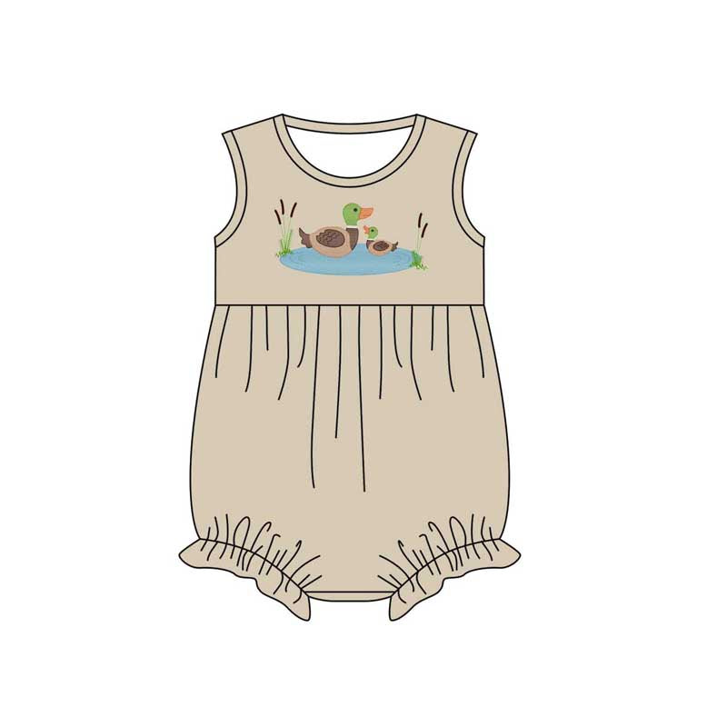 preorder SR2170 hunting camo cute mallard duck khaki sleeveless girls romper