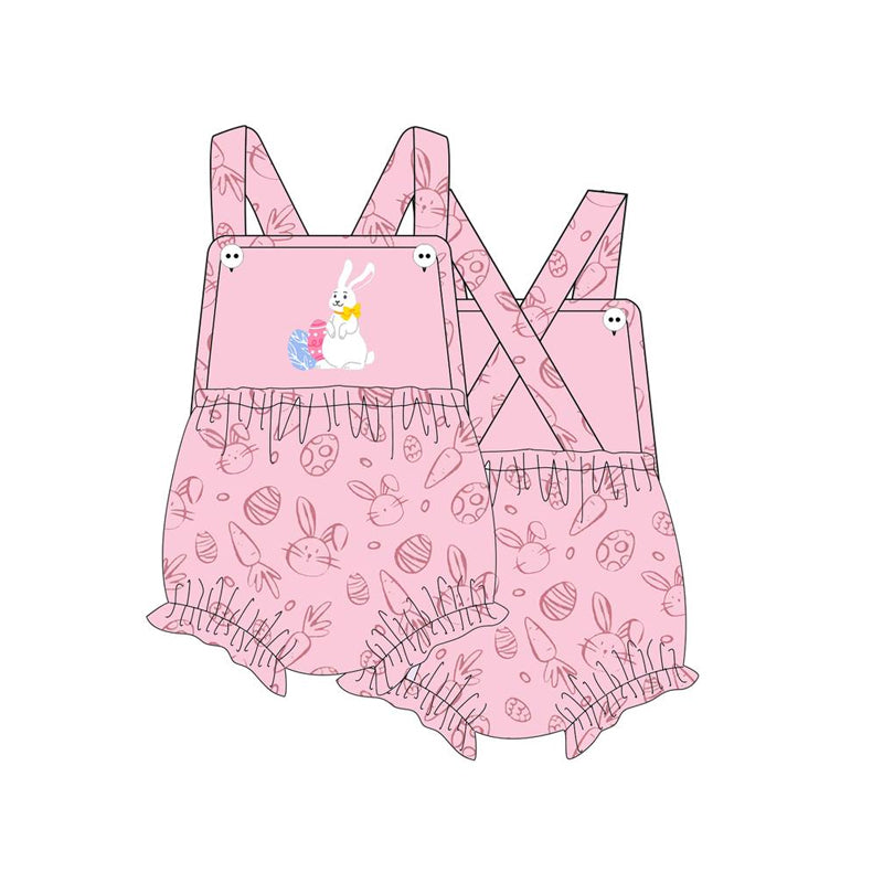 preorder SR2190 Easter egg rabbit bunny pink sleeveless girls romper