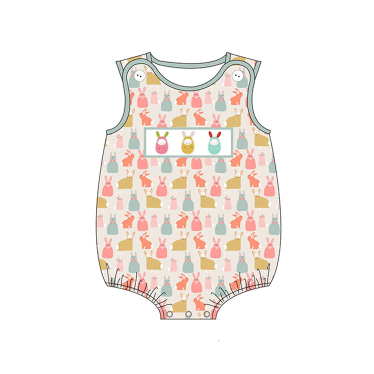 preorder SR2194 Easter colorful egg rabbit sleeveless boys romper