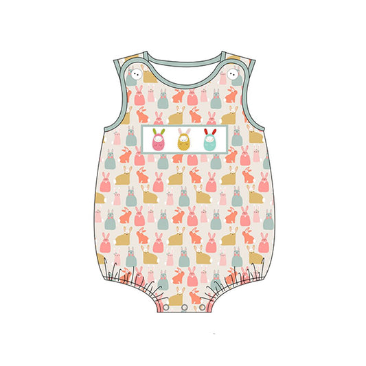 preorder SR2194 Easter colorful egg rabbit sleeveless boys romper