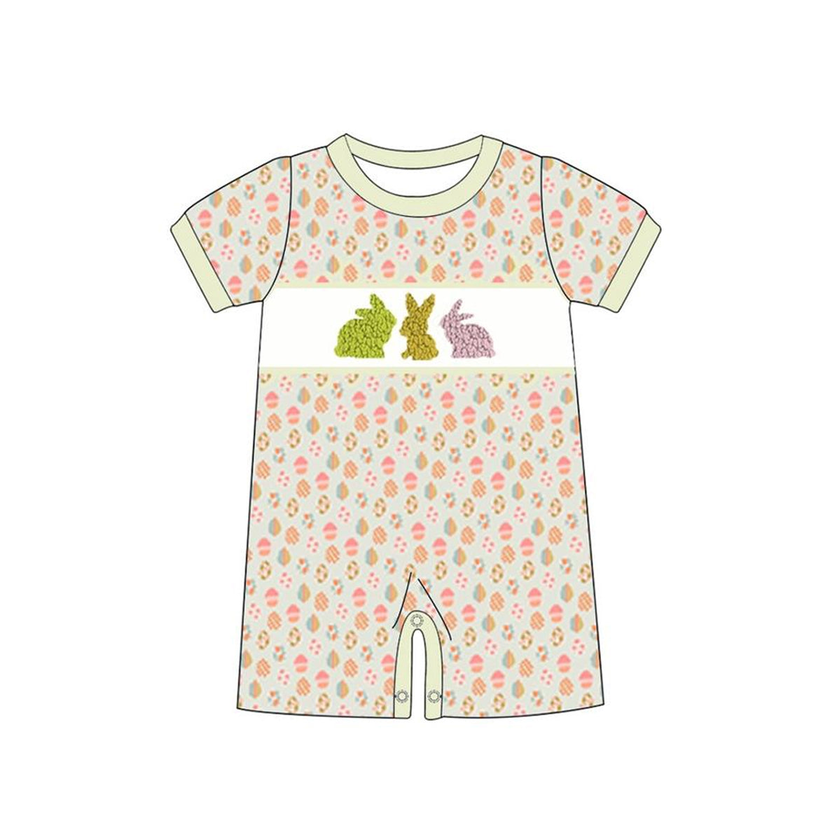 preorder SR2196 Easter camo rabbit egg short sleeve boys romper