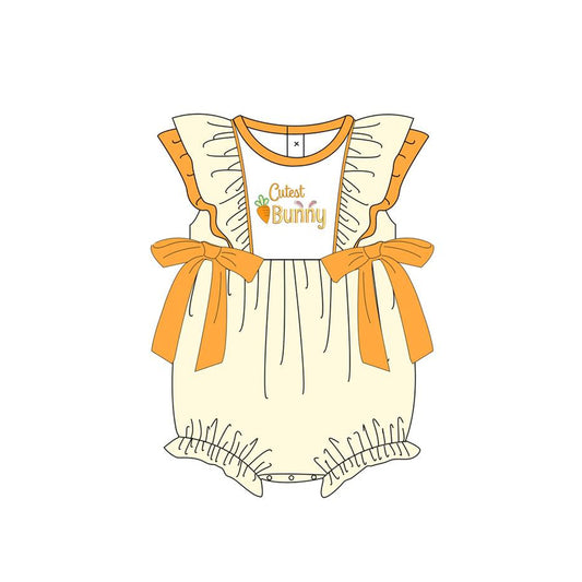 preorder SR2199 Easter cutest bunny carrot orange bows flutter sleeve girls romper