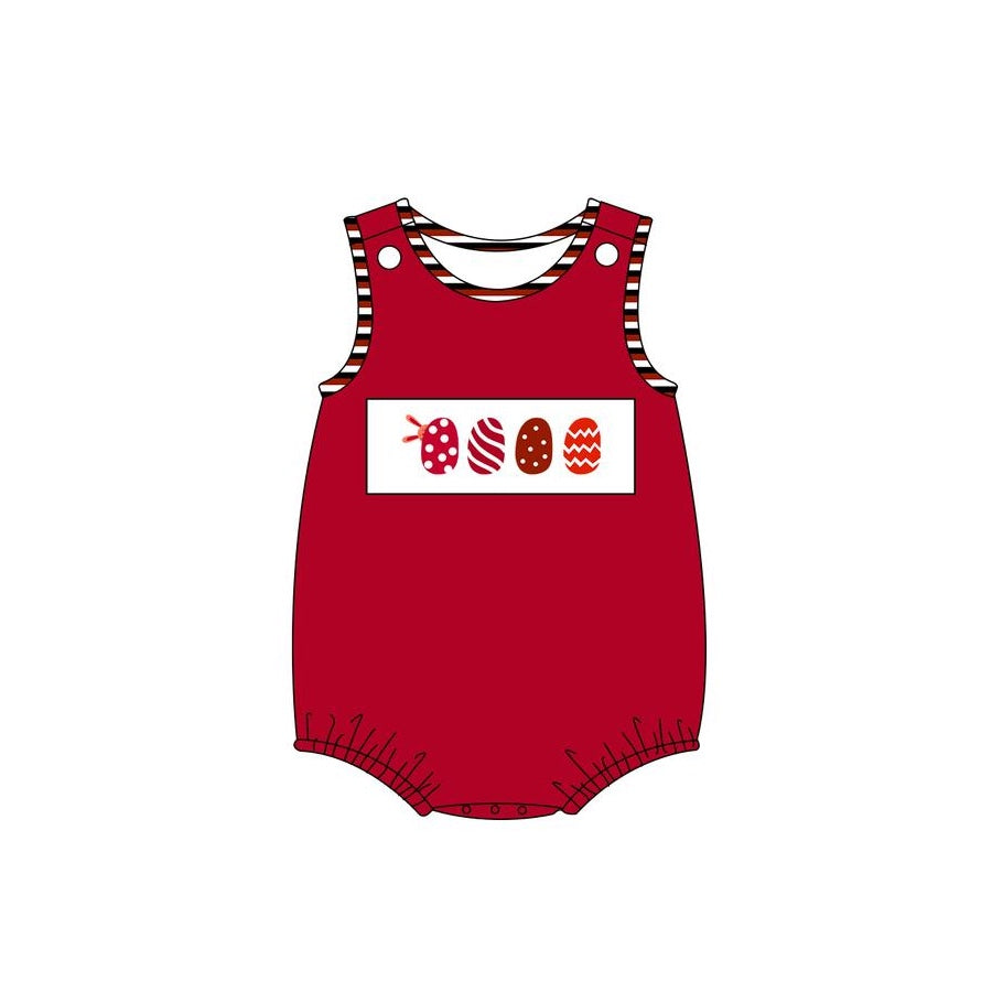 preorder SR2200 Easter red egg red sleeveless boys romper