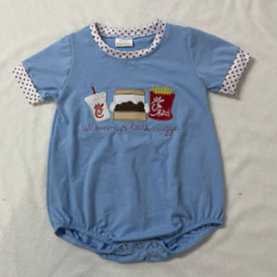 preorder SR2209 fries hamburger blue short sleeve boys romper