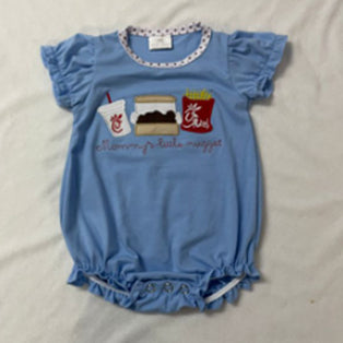 preorder SR2210 fries hamburger blue short sleeve girls romper