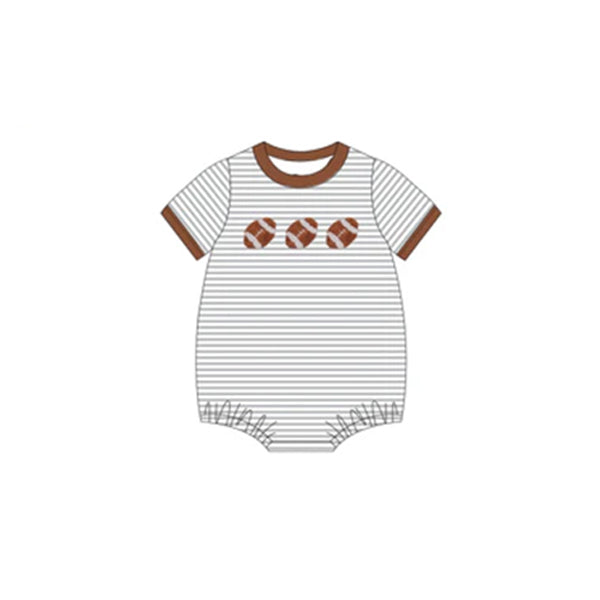 preorder SR2218 football striped brown short sleeve boys romper