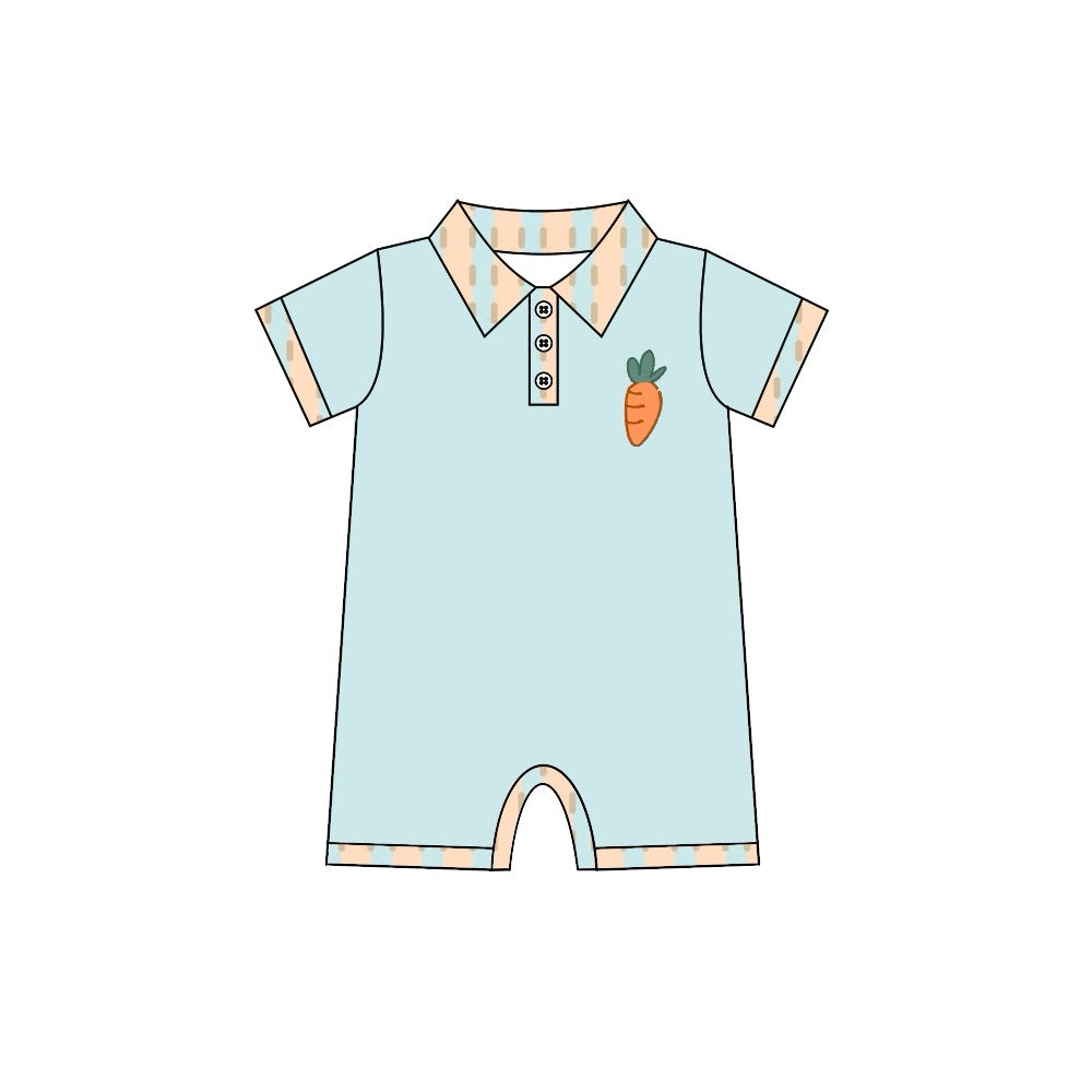 preorder SR2226 Easter carrot blue short sleeve boys  romper