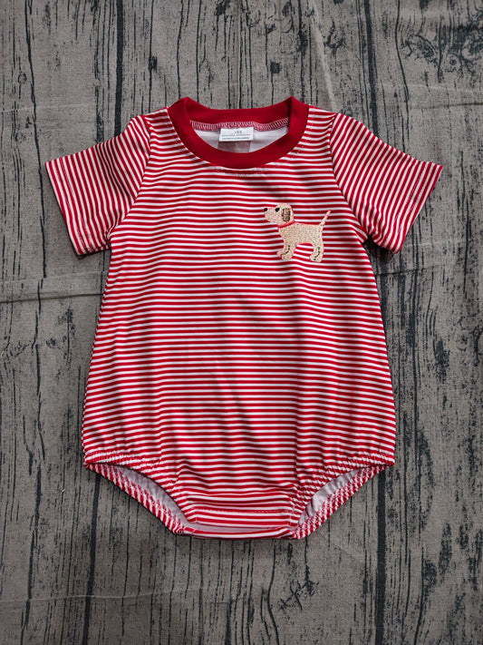 preorder Samples SR2286 cute dog red striped short sleeve boys romper