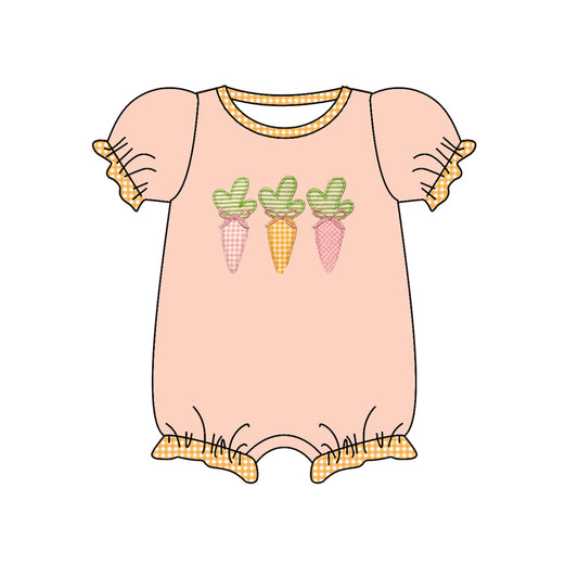 preorder SR2288 Easter carrot pink short sleeve girls romper