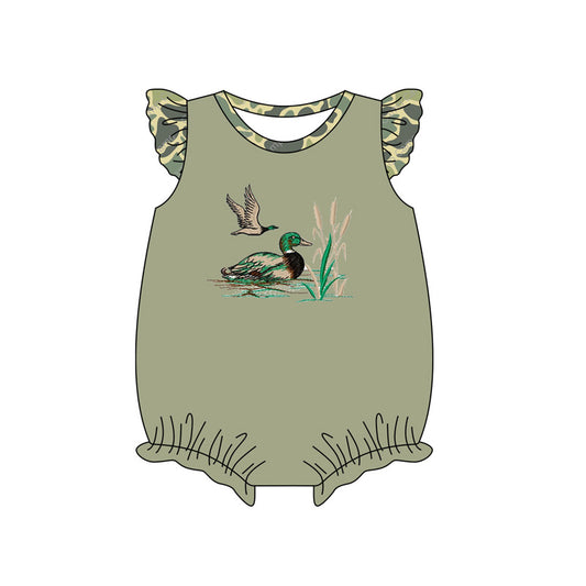 preorder SR2361 Hunting Camo Mallard Duck Flutter Sleeve Girls Romper