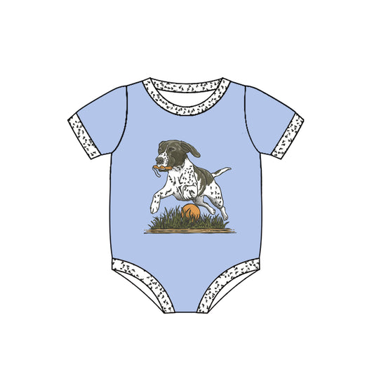preorder SR2409 Hunting Dog Blue Short Sleeve Boys Romper