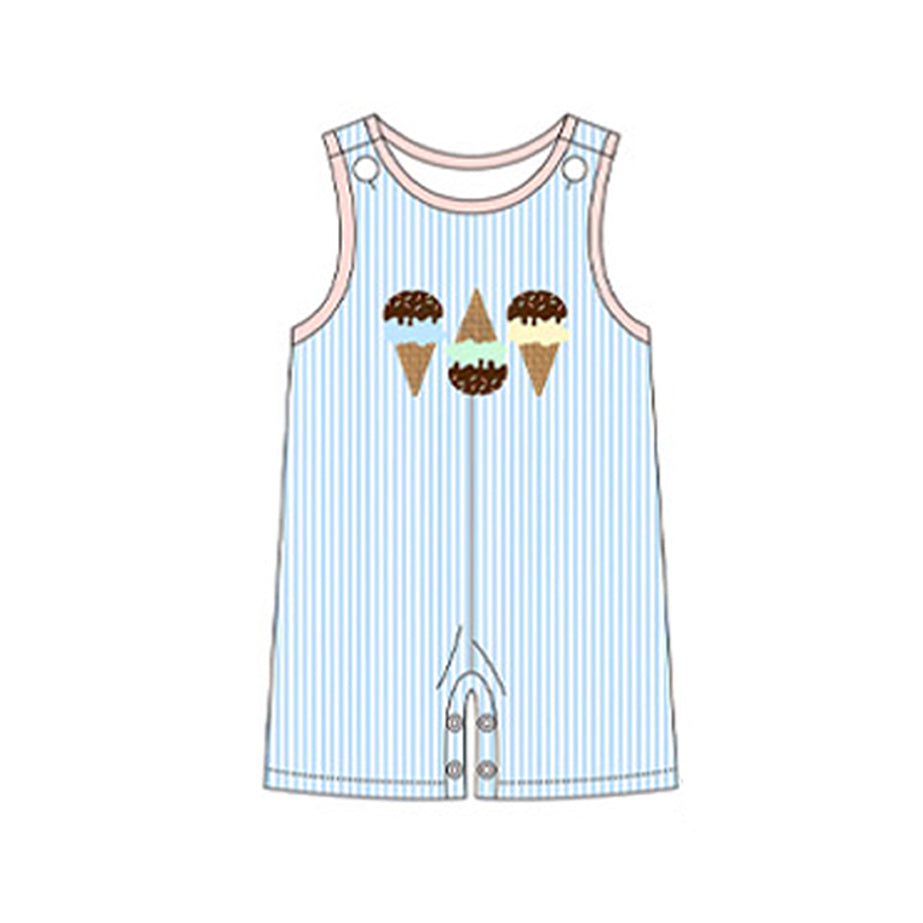 preorder SR2516 ice blue striped sleeveless boys romper