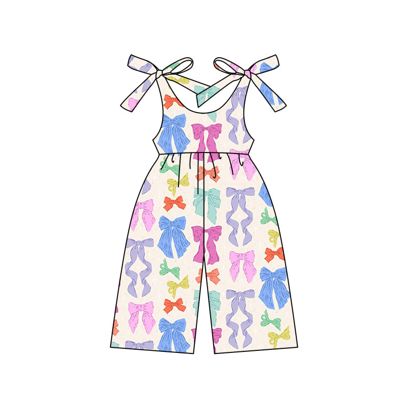 preorder SR2523 baby girl cute colorful bows lace-up jumpsuits
