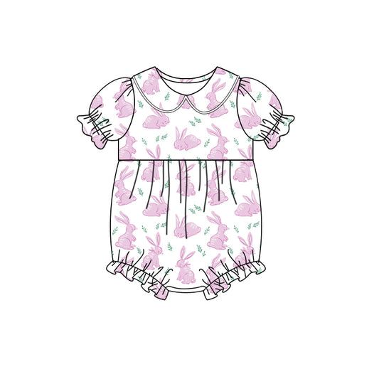 preorder SR2548 baby girl Easter bunny rabbit pink short sleeve romper