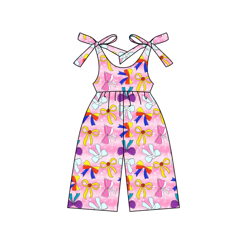 preorder SR2575 cartoon princess bows pink girls jumpsuits