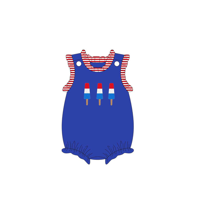 preorder SR2564 SR2584 July 4th Flag Ice Blue Ruffles Girls Romper