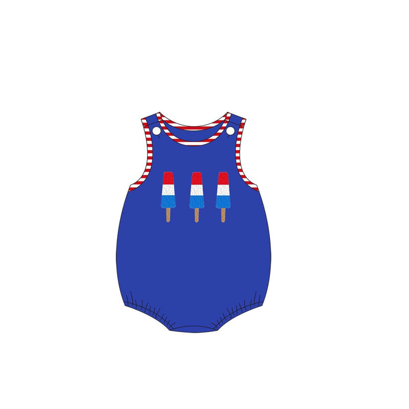 preorder SR2585 July 4th Flag Ice Blue Boys Romper